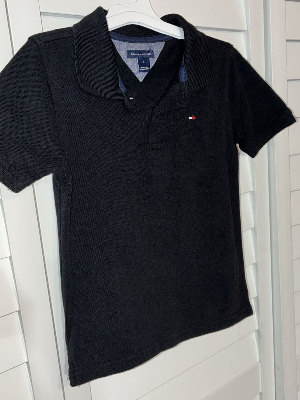 Tommy Hilfiger Boys Short Sleeve Polo Shirt Black Size 5
